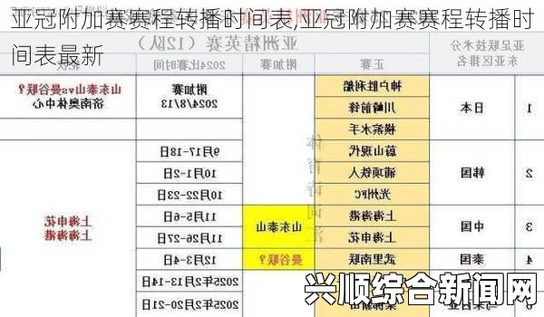 亚足联杯赛程规则时间表详解