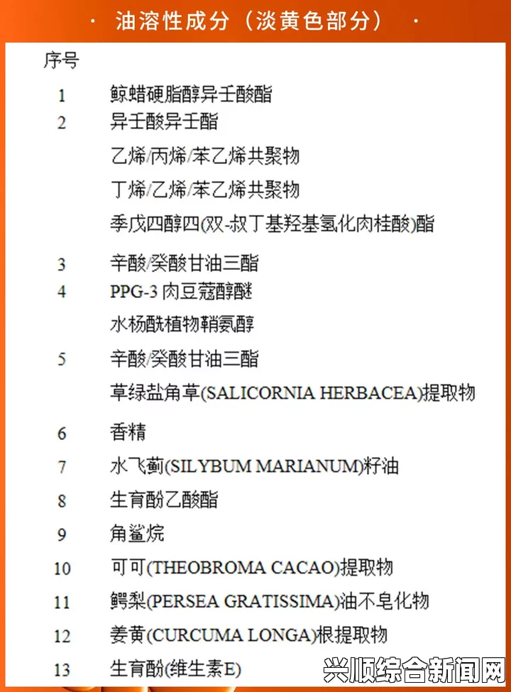 久久戒酒电影9988色母CAMDS成分表解析，全面了解其成分和使用优势