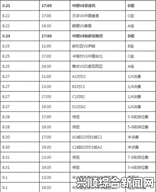 亚运会中国男篮最新赛程时间表